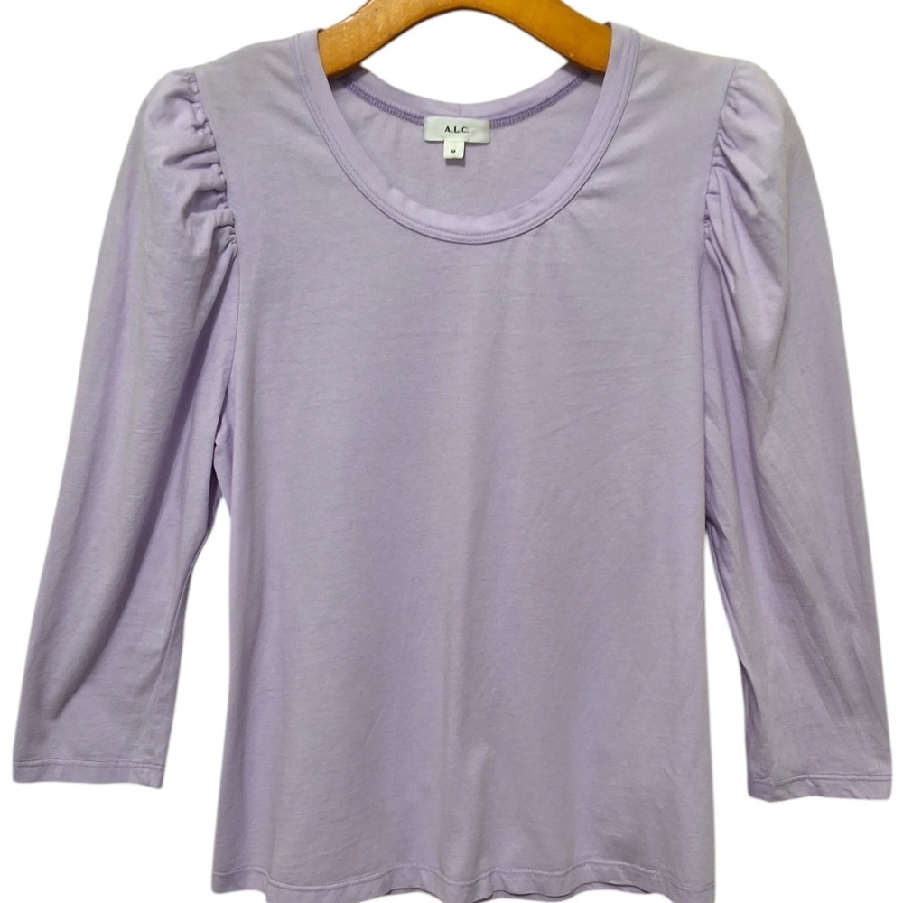ALC Lavender Karlie Puff Shoulder 3/4 Sleeve T-Shirt Sz M Spring Transitional